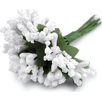 umělá květina Květinové pestíky na drátku / vývazek - 1 bílá