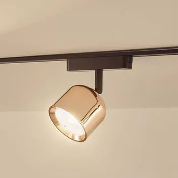 Lampička Lindby LED reflektor 48 V Lumaro, růžové zlato, Ø 8,2 cm, hliník, stmívatelný - Délka konektoru 13,1 cm 1 x 5 W LED - Doprava zdarma