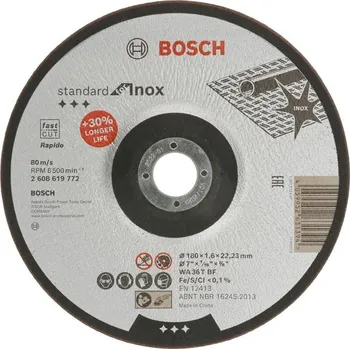 Řezný kotouč BOSCH Řezací kotouč Standard for Inox s prolomeným středem, 180 × 1,6 × 22,23 mm (2608619772)