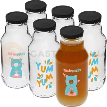 Sklenice Láhev twist-off 330 ml s uzávěrem fi 43 mm, barevné vzory - 6 ks. | BROWIN, 631331