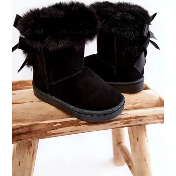 Dětská běžecká obuv Dětské Teplé Sněhule Semišové s Mašlemi Funky Barva: Černá, Velikost: 26