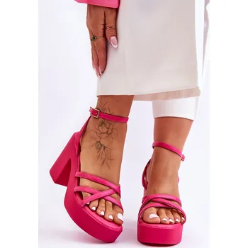 Dámské sandále Módní sandály na vysokém podpatku s pásky limetove Shemira Barva: Růžová, Velikost: 36