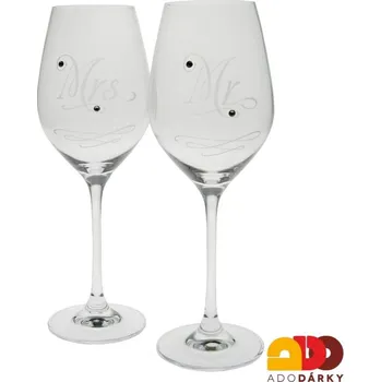 Sklenice Sklenice na víno MR & MRs 360 ml sada 2 ks (Sada dvou sklenic s vtipným nápisem)