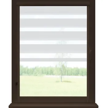 Roleta Dekodum Roleta den a noc v hnědé kazetě soft, barva látky Bílá Šířka (cm): 39, Výška (cm): Standardní (do 150 cm), Strana mechanismu: Práva