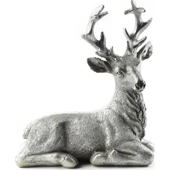 Vánoční dekorace Figurka ležící jelen SANTA LILA stříbrná