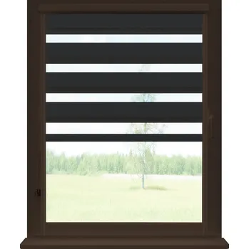 Roleta Dekodum Roleta den a noc v hnědé kazetě soft, barva látky Černá Šířka (cm): 46, Výška (cm): Standardní (do 150 cm), Strana mechanismu: Levá