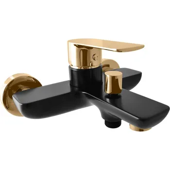 Vodovodní baterie Vltava Vodovodní baterie vanová, bez příslušenství, černá matná/zlato VT554.5CMATZ