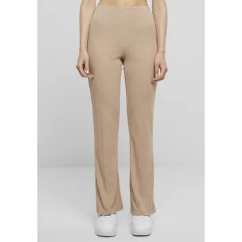 Dámské kalhoty Dámské žebrované kalhoty béžové Urban Classics hnědá 2913979