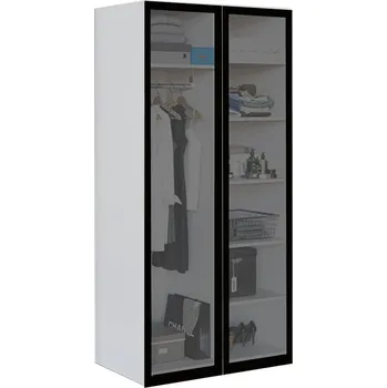 Šatní skříň Skříň 2D 100 vitrína grafit BL, korpus bílý