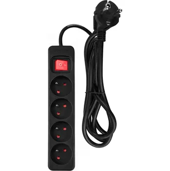 Prodlužovací kabel NEO TOOLS Prodlužovací kabel 1,5 m, 3x1,5 mm2, 4 zásuvky, černý, ON/OFF