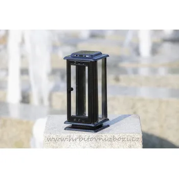 Smuteční dekorace Hřbitovní lampa černá čirá skla