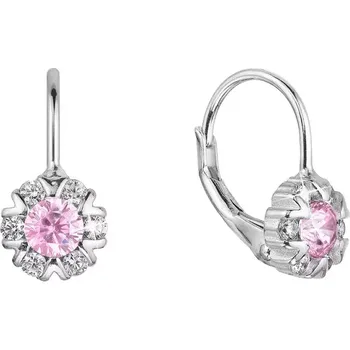 Náušnice Stříbrné náušnice dětské kulaté se zirkony 11474.3 rose