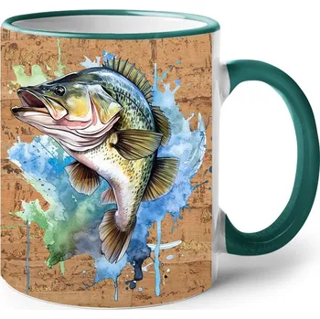 Keramický hrnek s rybou 3, Barva Zelená, Velikost 330 ml, Canvas Keramický hrnek s barevným uchem Bezvatriko.cz 2724