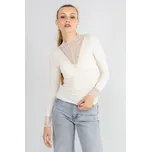Only dámské triko s krajkovou vsadkou Tilde dlouhý rukáv smetanové Velikost: XS