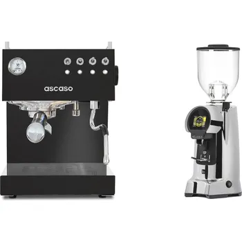 Kávovar Ascaso Steel DUO, Black + Eureka Helios 75, chrome