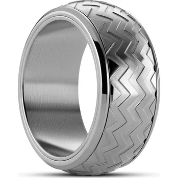 Prsten Tigris | 10mm pohyblivý prsten stříbrné barvy s klikatým vzorem - Seizmont