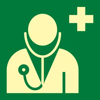 Lékař ISO 7010 - fotoluminiscenční fotoluminscenční plast 150x150 mm