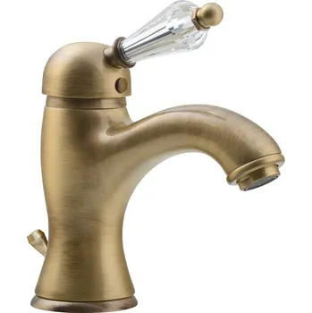 Vodovodní baterie Sapho KIRKÉ CRYSTAL stojánková umyvadlová baterie s výpustí, páčka krystal, bronz KI02KB