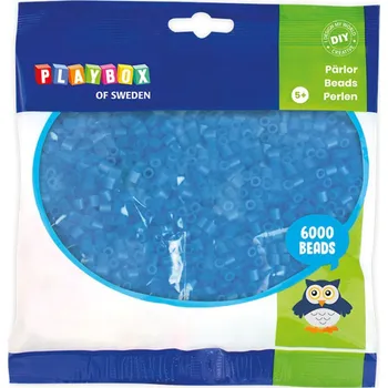 Dětské navlékací korálky Playbox Zažehlovací korálky - 6 000 ks - modré průhledné