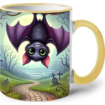 Keramický hrnek Netopýr, Barva Žlutá, Velikost 330 ml, Canvas Keramický hrnek s barevným uchem Bezvatriko.cz 2737