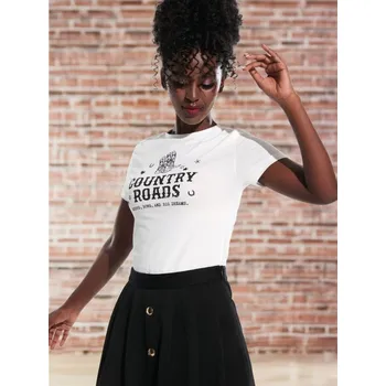 Dámské oblečení Sinsay - Tričko s krátkým rukávem - krémová - 280DW-01X - 280DW-01X-XXS