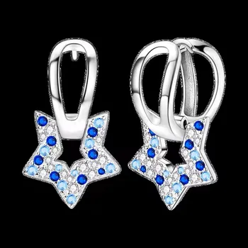 Náušnice Stříbrné dámské/dívčí náušnice se zirkony a přívěskem (14 variant) Varianta: KJE243 sv./tm. modrá hvězda