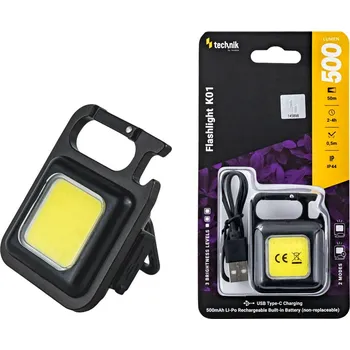 Svítilna Technik Flashlight K01 mini nabíjecí svítilna 500lm LED COB s otvírákem 352560,00