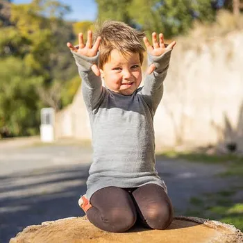 Chlapecké oblečení Dětská rostoucí merino mikina Tarua rolák - popelavá s liškou velikost 98-104