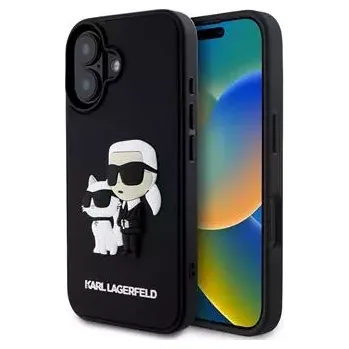 Pouzdro na mobilní telefon Karl Lagerfeld 3D Rubber Karl and Choupette Zadní Kryt pro iPhone 16 Plus Black