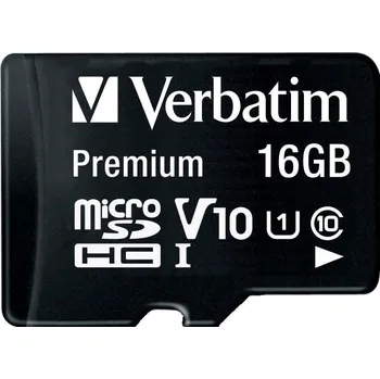 Paměťová karta VERBATIM MicroSDHC karta 16GB Premium, U1 + SD adaptér
