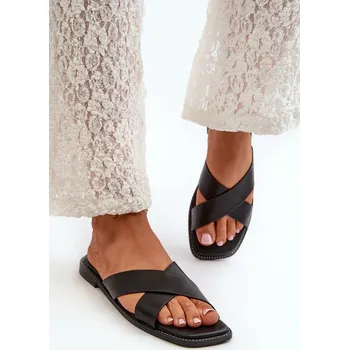 Dámská obuv Dámské sandály na ploché podrážce z ekokůže S.Barski KV27-002 Barva: Černá, Velikost: 37