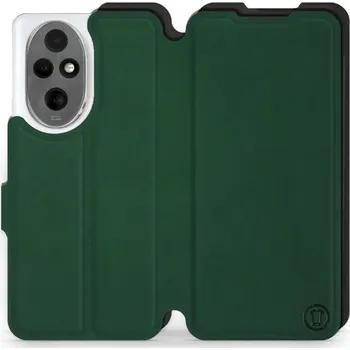 Pouzdro na mobilní telefon Flipové pouzdro Mobiwear Semiš - Honor 200 - Zelené & Černé (Knížkové semišové flip pouzdro, obal, kryt na mobil Honor 200 - Zelené & Černé, materiál semiš + TPU, ochrana 360°, stojánek, silikonová vanička, magnetické zavírání)