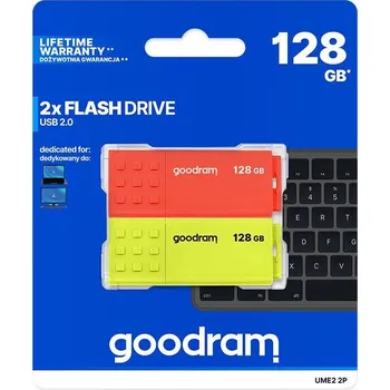 USB flash disk GOODRAM Flash Disk 2x128GB UME2, USB 2.0, červená, žlutá