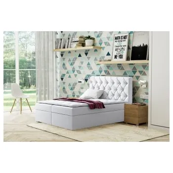 Postel Čalouněná postel Malaga z EKOKŮŽE - 140/200 cm s úložným prostorem - BÍLÁ
