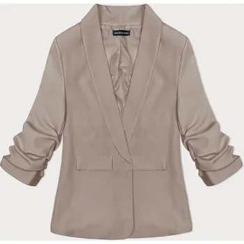 Dámské sako Tenké sako v barvě mocca s nařasenými rukávy (22-356) odstíny béžové S (36)