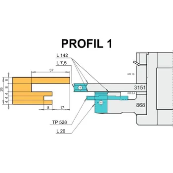 Frézka Fréza na obložkové zárubně s VBD - profil 1, 190x70x30(40), 26mm pro bezfalcové dveře