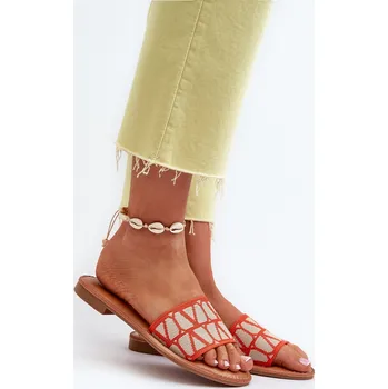 Dámské pantofle Dámské sandály na ploché podrážce Traivea Barva: Oranžová, Velikost: 36