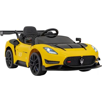 Dětské elektrovozidlo Dětské elektrické auto Maserati MC20 GT2 | žlutá dálkové ovládání, EVA kola, FM rádio + Řidičský průkaz + Pexeso