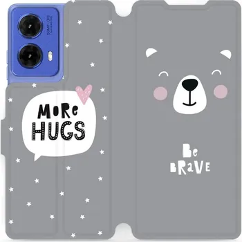 Pouzdro na mobilní telefon Flipové pouzdro Mobiwear - Motorola Moto G85 5G - MH06P Be brave - more hugs (Knížkové flip pouzdro, obal, kryt na mobil Motorola Moto G85 5G - MH06P Be brave - more hugs, materiál Umělá kůže + TPU - ochrana 360°, stojánek, silikonová vanička, magnetické)