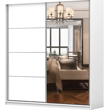 Šatní skříň Šatní skříň Pola 42 Barva korpusu: Bílá, Rozměry: 203 cm, Dveře: Bílá mat / zrcadlo