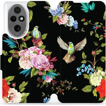 Pouzdro na mobilní telefon Flipové pouzdro Mobiwear - Honor 200 - VD09S Ptáčci a květy (Knížkové flip pouzdro, obal, kryt na mobil Honor 200 - VD09S Ptáčci a květy, materiál Umělá kůže + TPU - ochrana 360°, stojánek, silikonová vanička, magnetické zavírání)