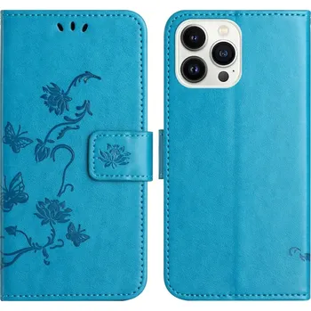 Pouzdro na mobilní telefon Flower knížkové pouzdro na iPhone 16 Pro - modré