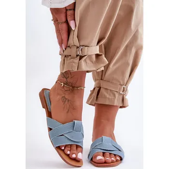 Dámské pantofle Dámské materiálové sandály Aversa Barva: Modrá, Velikost: 36