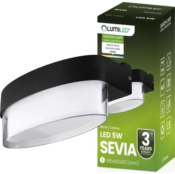 Dekorativní svítidlo Svítidlo fasádní LED Teplá 4000K 5W IP54 SEVIA černá LUMILED