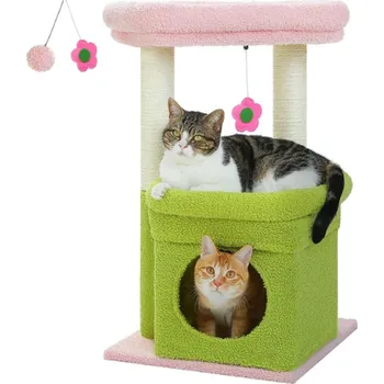 Škrabadlo KOČIČÍ STROM - dvoupatrový, stabilní (výška 68 cm) Barva: AMT0179PK - růžová