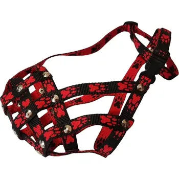 Náhubek pro psa Palkar nylonový náhubek pro zkrácený čumák pro psy vel. 5 33 cm x 8 cm černo-červená