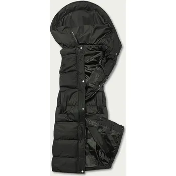 Dámská vesta Dlouhá dámská péřová vesta v army barvě (5M728-136) odstíny zelené L (40)