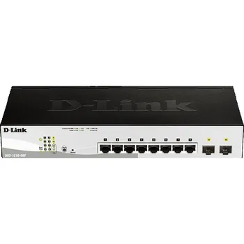 Switch D-Link DGS-1210-08P 10-port Gigabit Smart PoE Switch, 8x GbE PoE+, 2x SFP, PoE 65W, fanless