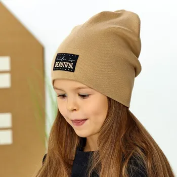 Čepice Dívčí žebrovaná čepice Ajs 48-128 barva: hnědá