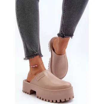 Dámské pantofle Dámské Žabky Na Masivní Podrážce Big Star NN274019 Fuksja Barva: Béžová, Velikost: 39